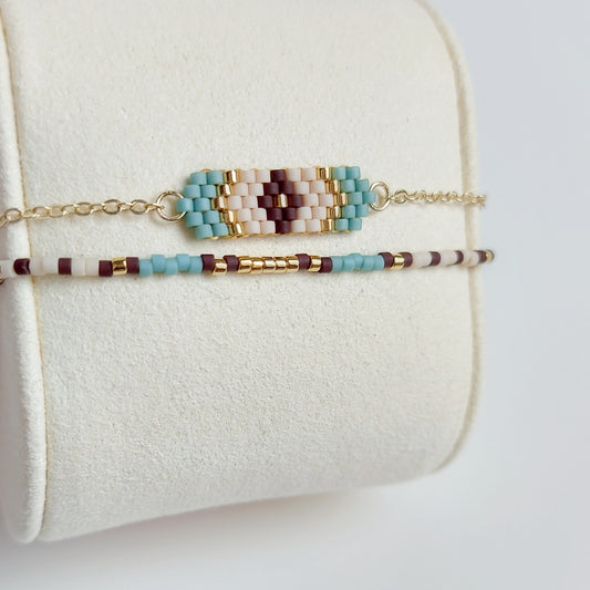 Miyuki Bead Double Strap Bracelets in gold