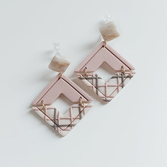 Chevron Charm in Pink Earrings