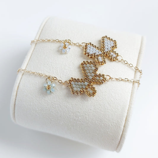 Butterfly Pattern with Tiny Flower Miyuki Bead Bracelet